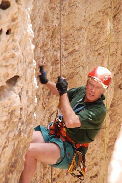 Dr. Bob climbing outdoors